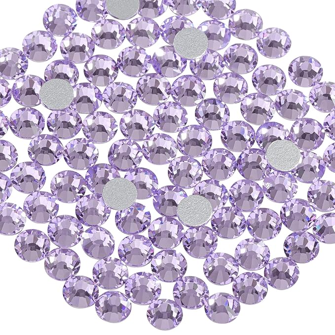 Beadsland Flat Back Crystal Rhinestones Round Gems for Nail Art and Craft Glue Fix, Violet, 2.3-2.5mm, SS8/1440pcs