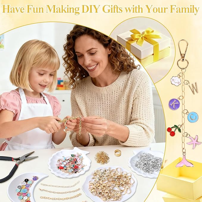 ZOYVUX 636Pcs Lip Gloss Charms Keychain Kit, DIY Bag Charm Kit with 178 Charms, 45 Keychain Hooks, 60 Extender Chains, Jump Rings and Jewelry Plier | Gifts for DIY Craft and Jewelry Making