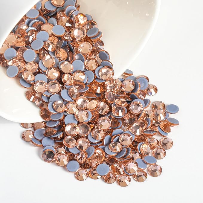 Beadsland Hotfix Rhinestones, 288pcs Crystal Rhinestones for Crafts Clothes DIY Decoration, Champagne, SS34, 7.0-7.3mm