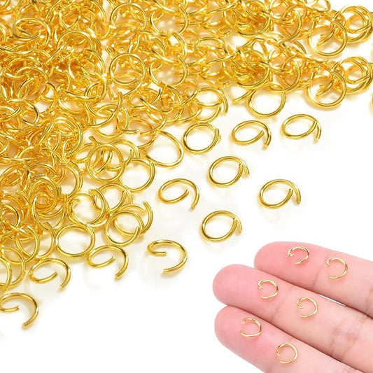 400pcs 9/32" Gold Tiny Jump Rings for Jewelry Making Replacement, Open Jump Ring Metal Jewelry Findings for Bracelets Necklaces Earrings Keychains Connectors Loops Repair Hardware