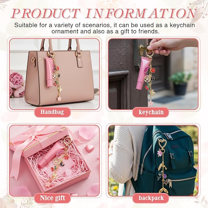 VioraWhite Lip Gloss Charm Kit Lip Gloss Keychain Making Kit Including Assorted Charms Keychain Clips Extender Chain(944 Pcs,Classic Style)