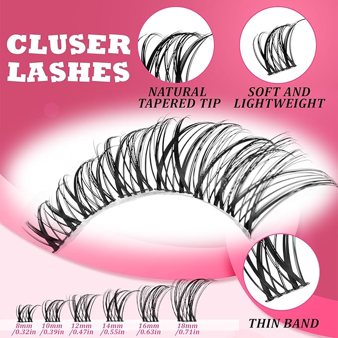 Lash Clusters Lash Spikes Eyelash Clusters Mixed Lengths 8-16mm C/D Lashes DIY Spiky Lash Extension Mega Cluster Eyelash Extensions Mink Strips Lashes Thick