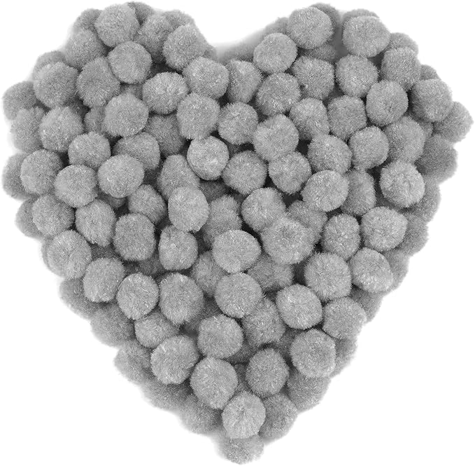 MORFEN 150 Pcs Pom Poms, 1 Inch Light Grey Craft Pom Poms, Fuzzy Pompom Puff Balls, Small Pom Pom Balls for DIY Arts, Crafts Projects,Birthday Home Decorations