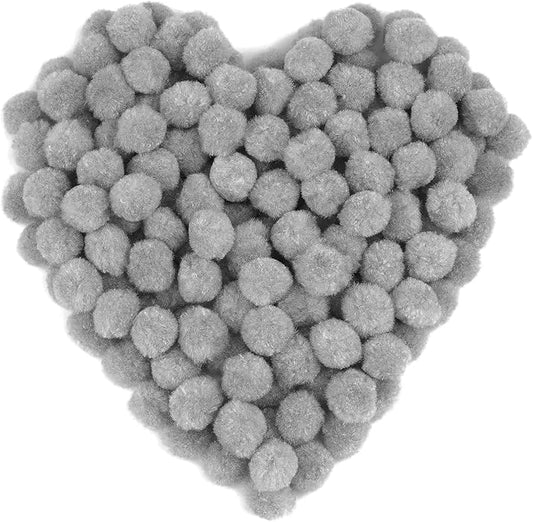 MORFEN 150 Pcs Pom Poms, 1 Inch Light Grey Craft Pom Poms, Fuzzy Pompom Puff Balls, Small Pom Pom Balls for DIY Arts, Crafts Projects,Birthday Home Decorations