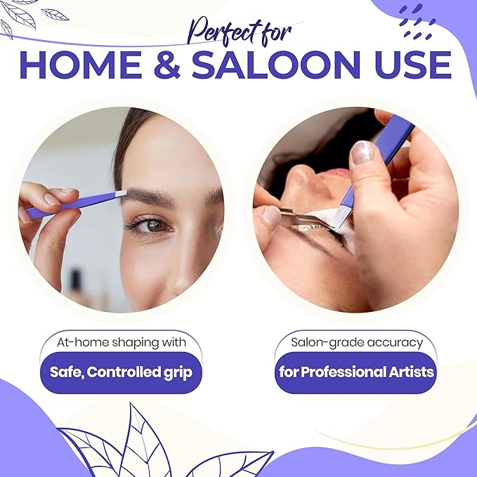 Professional Slant Tip Eyebrow Tweezers for Women & Men – Precision Hair Removal Tool – Stainless Steel Tweezers for Eyebrow Shaping, Facial Hair, Ingrown Hair & Splinter Removal (Luminous Lavender)