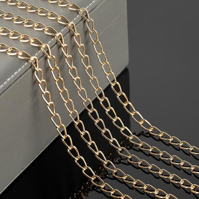 32.8 Feet Gold Plated Aluminum Jewelry Chains Bulk Twist Curb Link Chain Necklace Handmade DIY Jewelry Chain Making