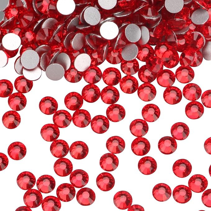 Jollin Glue Fix Flatback Rhinestones Glass Diamantes Gems for Nail Art Crafts Decorations Clothes Shoes 6.4mm (ss30 288pcs, Siam)