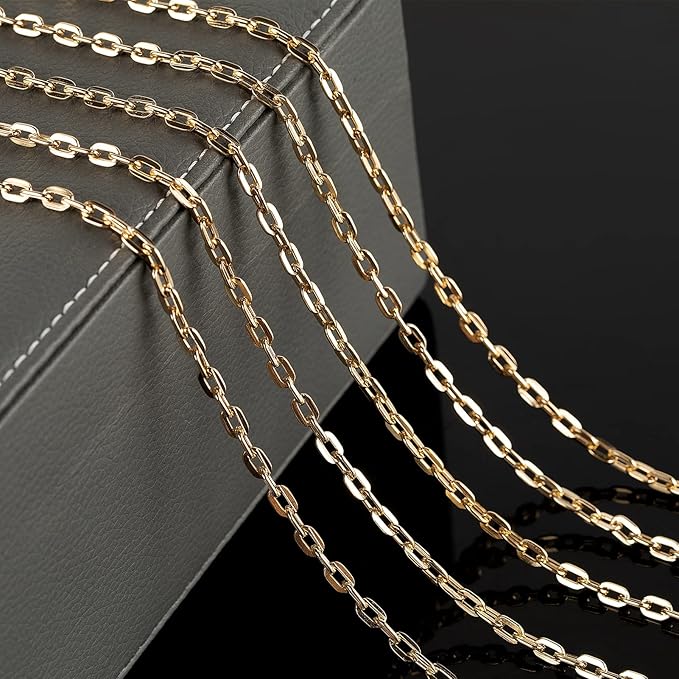 32.8 Feet Gold Plated Chain Bulk, Aluminum Paperclip Necklace Bracelet Chain for Women Men Jewelry Making Chain Roll with Jump Rings and Lobster Clasps