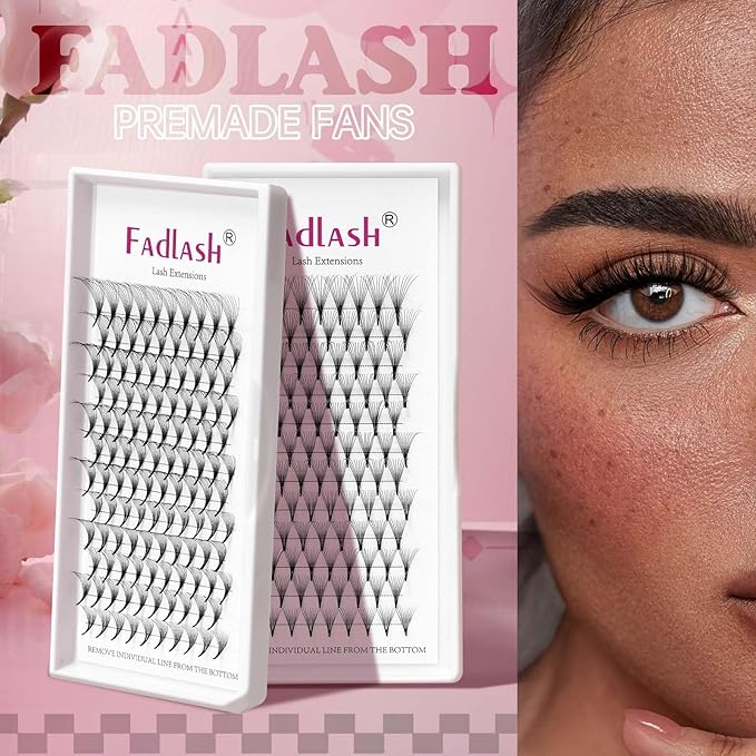 FADLASH Premade Fans Pointed Base 10D Premade Volume Eyelash Extensions Middle Stem Pre Fanned Lash Extensions Easy Application C/D Curl Eyelash Extension (10D-0.07-D, 12mm)