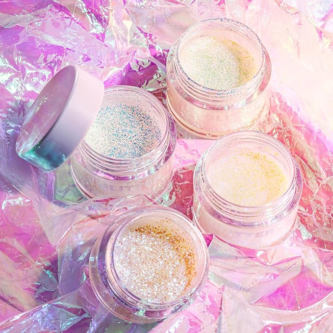 Holographic Body Glitter Gel - Cosmetic-Grade, Christmas Glitter Makeup for Face, Body, and Hair, Safe and Easy to Use, Perfect for Festivals Parties (05 Silver Fantasy)