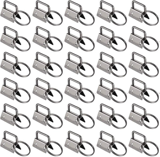 Qovydx 45Pcs 1 Inch Black Wristlet Key Fob Hardware 1" Black Key Chain Fob Wristlet Hardware with Split Rings Key Fob Keychain Wristlet