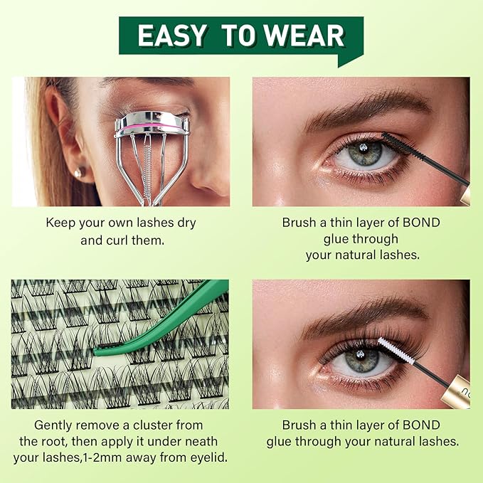 KEYYOU Natural Lash Clusters Wispy Eyelash Clusters 144 pcs Cluster Eyelash Extensions D Curl Individual Lashes 8-18MIX Mix Length Light and Natural Lashes Look with Thin Lash Band(N01-8-18MIX-D)