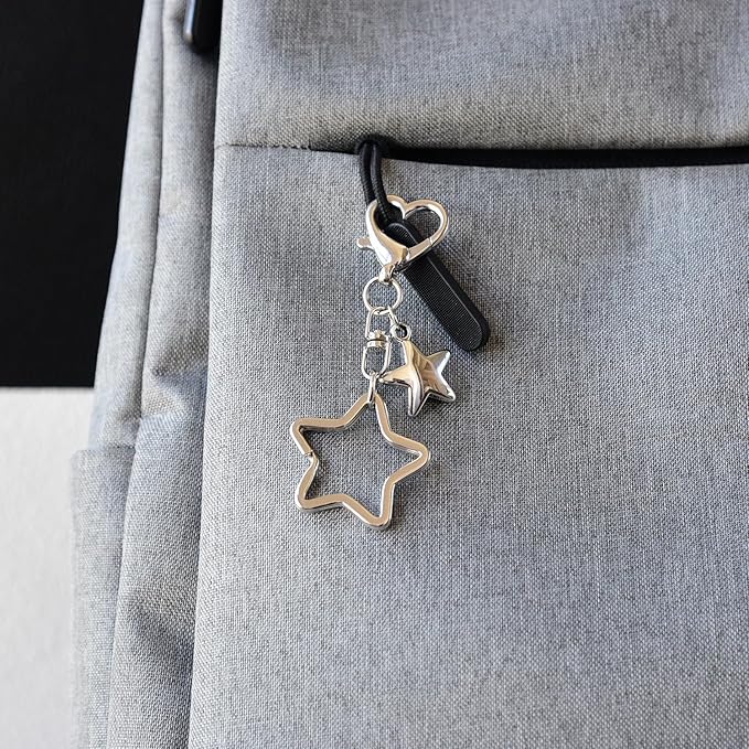 8 Ball Keychain Silver Star Key Chain Bottle Opener Dice Cute Bag Charm Decor for Handbag Backpack Gift for Him Her