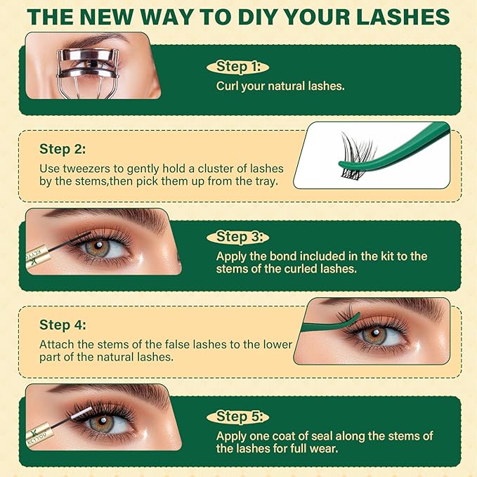 KEYYOULASH Manga Lash Clusters 8-18mm Fairy Eyelash Clusters Natural DIY Lash Extension Wispy with Soft Thin Band(MG04)