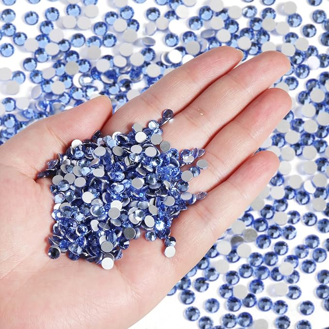 Beadsland Flatback Rhinestones Bulk, 14400pcs Light Blue Rhinestones for Nails Crafts Clothes DIY Decoration, Light Sapphire, SS10, 2.7-2.9mm