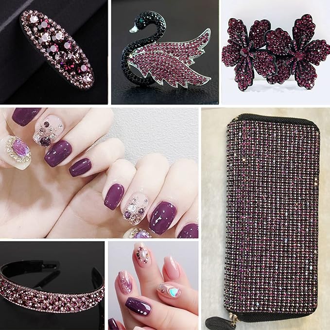 Beadsland Flat Back Crystal Rhinestones Round Gems for Nail Art and Craft Glue Fix, Amethyst, 10mm, SS50/144pcs