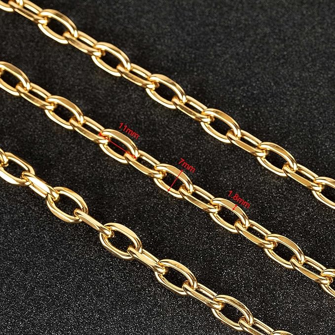 UMAOKANG 16.4 Feet Gold Plated Chain for Jewelry Making, Stainless Steel Cable Necklace Chains Bulk with Jump Rings and Lobster Clasps Jewelry Supplies