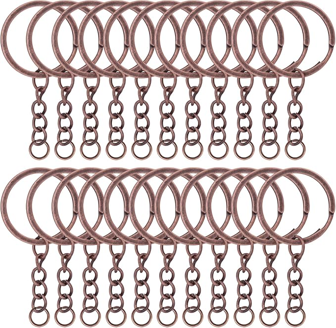 20Pcs Keychain Key Ring with Chain Bulk Split Key Chain，1.1 Inch Key Chains Parts with Open Jump Ring Connector for Jewelry Making Crafts (Bronze)
