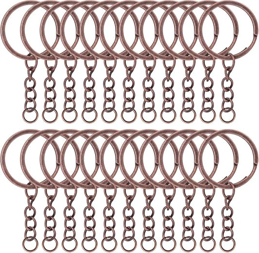 20Pcs Keychain Key Ring with Chain Bulk Split Key Chain，1.1 Inch Key Chains Parts with Open Jump Ring Connector for Jewelry Making Crafts (Bronze)