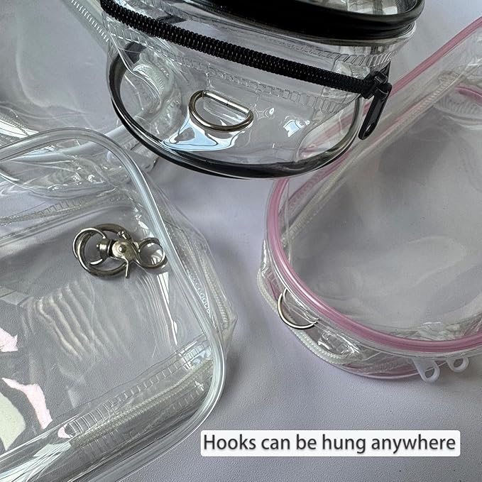 4 Pcs Clear Figure Display Bag with Keychain Case Blind Box Keychain Carrying Case Lipstick Charm for Collectibles Suitable for dolls19 cm/7.38 inches(4 Colors)