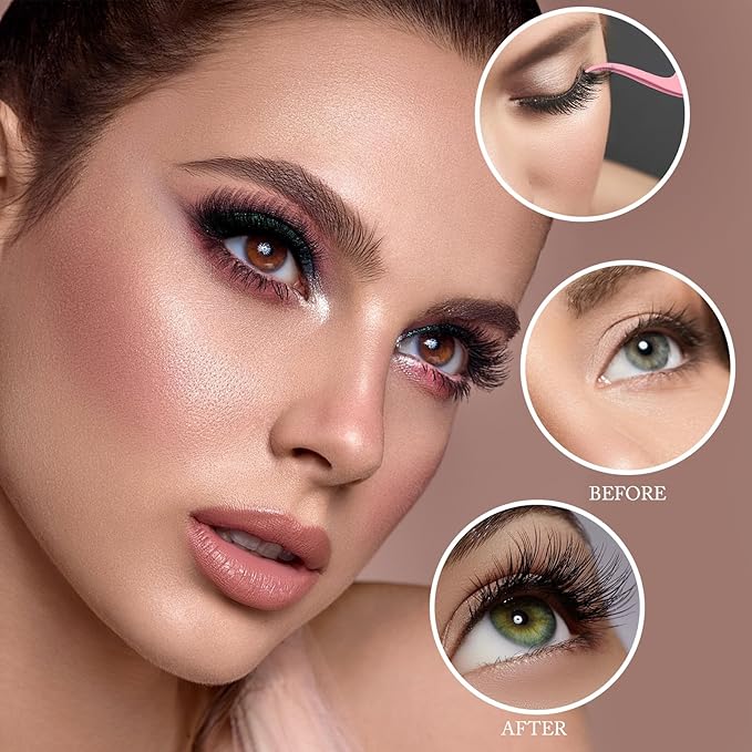 YIDUO Wispy Lash Clusters Kit Natural Individuals DIY Eyelash Extensions, C-Curl Volume Studio Effect 244Pcs Combo Pack with Bottom Lash|Glue|Tweezers|Removers|Eyelash&Eyebrow Brush