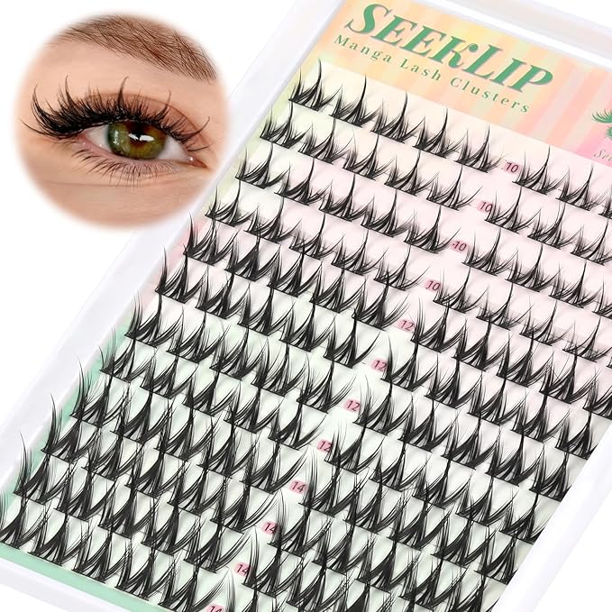 Lash Clusters Manga Eyelash Clusters C Curl 120PCS 10-14MM Mixed Deer Anime Natural Look Cluster Eyelash Extensions Spiky Natural Cluster Eyelashes for DIY Doe Eyed at Home (Pulse)