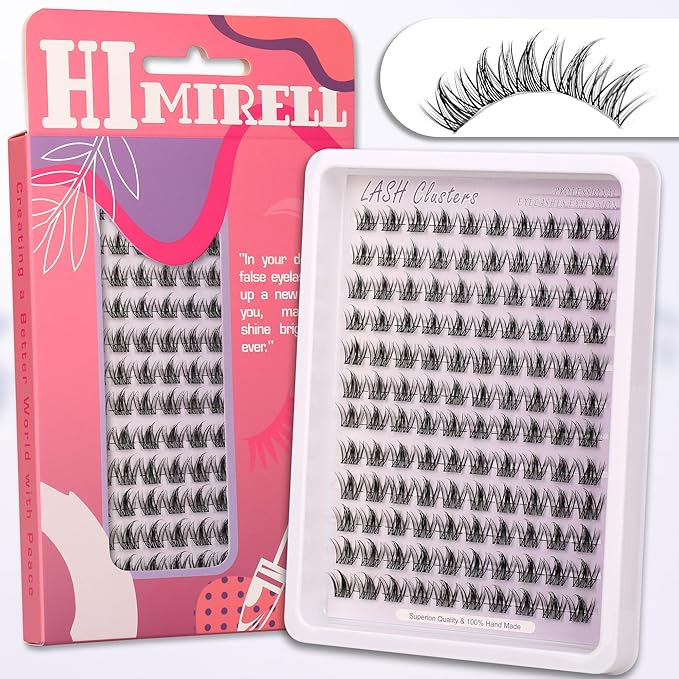 Himirell Lash Clusters Manga With Spikes Wispy Cluster Natural Eyelash Extensions Anime Eyelashes Clusters Faux Mink Fairy Individual Lash Extension Kit for Self Application