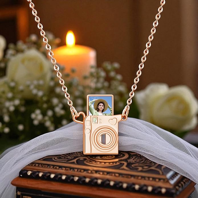Personalized Stylish Mini Camera Necklace, Custom Picture Locket Pendant Necklace,Memorial Jewelry Gift for Photography Lovers