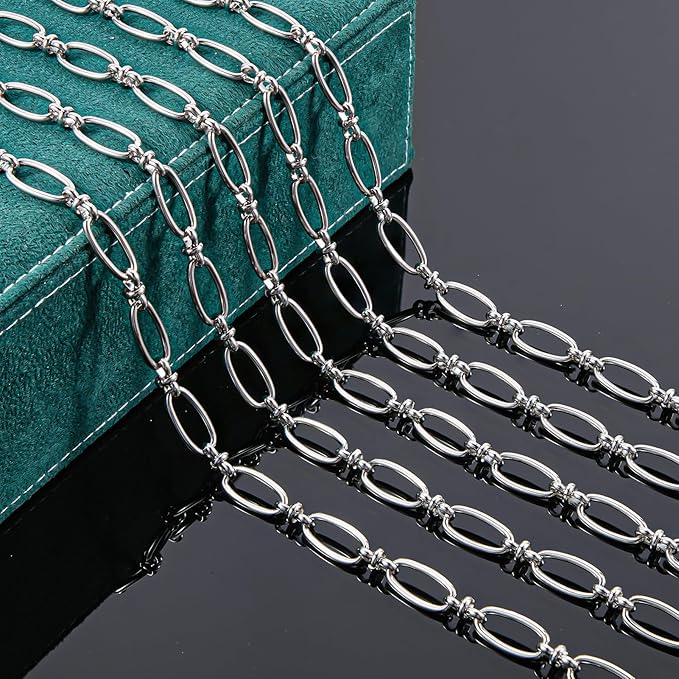 UMAOKANG 6.6 Feet Stainless Steel Chain for Jewelry Making Long Oval Bulk Chain on Spool Decorative Craft Chain Roll