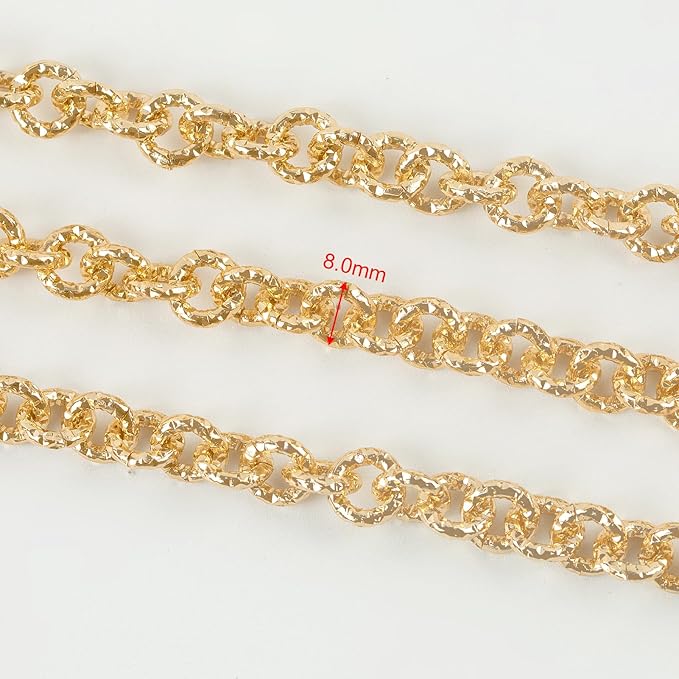 16.4 Feet Lightweight Gold Plated Chain Roll Delicate Embossed Rolo Chain Necklace DIY Jewelry Chains Bulk with Jump Rings and Lobster Clasps
