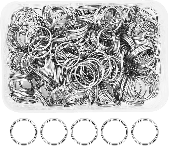 Mandala Crafts 14mm Stainless Steel Double Jump Rings for Jewelry Making - 300 Pcs Small Split Key Rings Set for Crafts, DIY Keychains, and Accessories