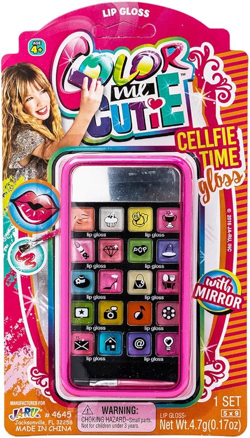 JA-RU Kids Makeup Beauty Toy Kit for Girls (1 Makeup Set) Cell Case with Mirror, Brush and Eyeshadow Palette. Real Washable & Non Toxic Cosmetic. Birthday Princess Party Gifts & Kids Toys. 4645-1