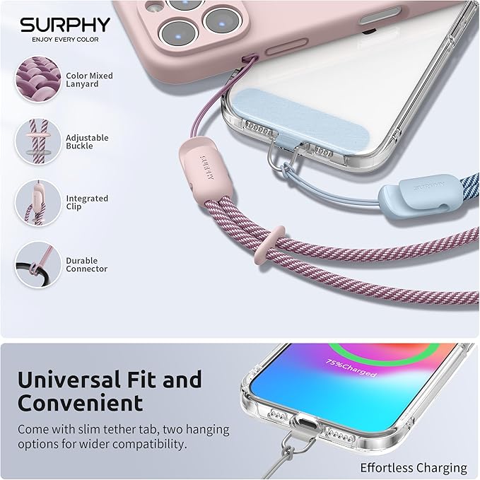 SURPHY 3 Pack Phone Wrist Strap with CellPhone Tether Tab, Cellphone Lanyard, Phone Strap with 2-Color Braided, Wrist Lanyard