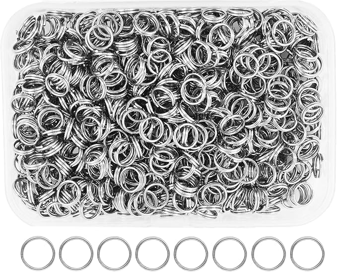 Mandala Crafts 7mm Stainless Steel Double Jump Rings for Jewelry Making - 800 Pcs Small Split Key Rings Set for Crafts, DIY Keychains, and Accessories