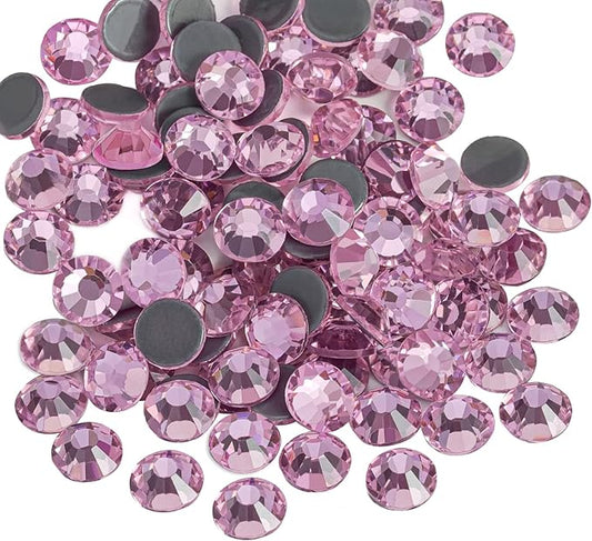 Beadsland Hotfix Rhinestones, 1440pcs Flatback Crystal Rhinestones for Crafts Clothes DIY Decorations, Light Pink, SS12, 3.0-3.2mm