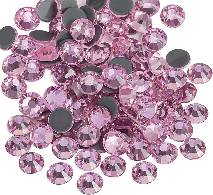 Beadsland Hotfix Rhinestones, 2880pcs Flatback Crystal Rhinestones for Crafts Clothes DIY Decorations, Light Pink, SS8, 2.3-2.5mm