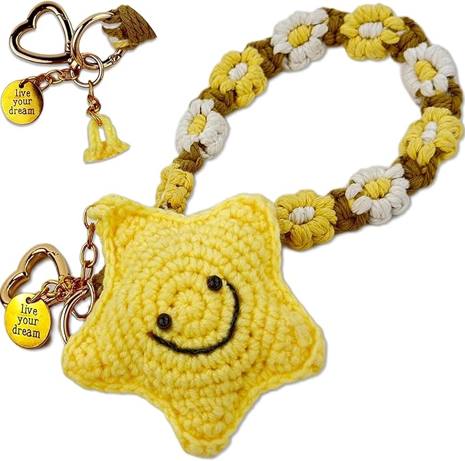 Handmade Crochet Keychains with Daisy Wristband - Inspirational Gifts for Women, Graduation, Birthday