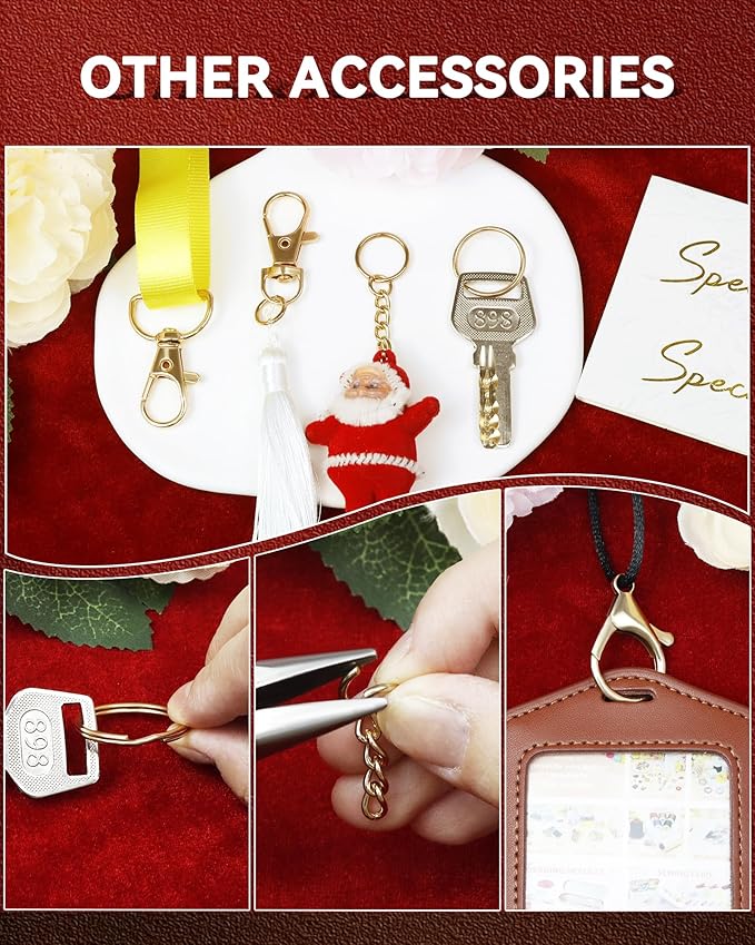 325PCS FIVEIZERO Keychain Making Kit - Keychain Clips with Key Ring, Lobster Claw Clasp, Swivel Snap Hook, Jumprings & Extender Chain for Crafts, DIY Projects & Purse Making Supplies (Gold)