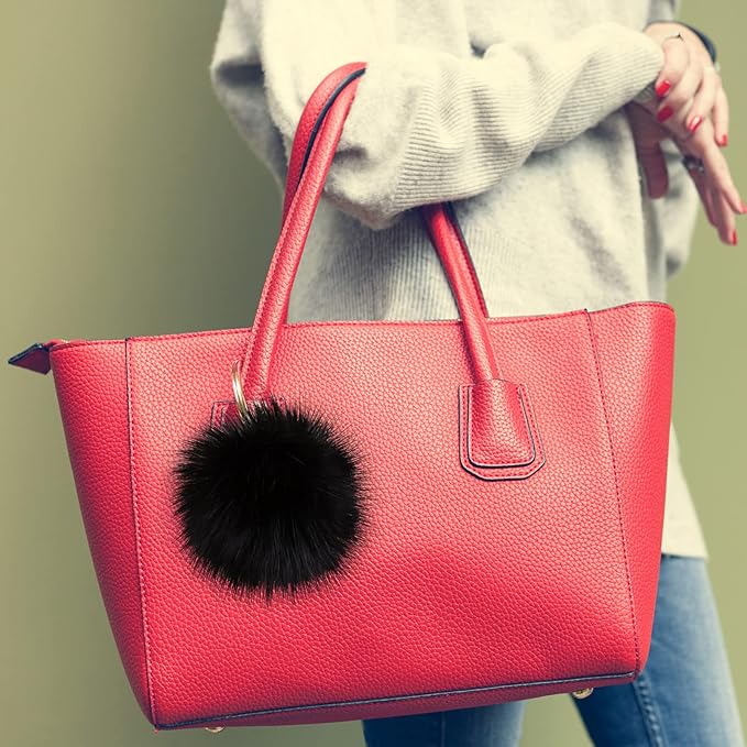 Tatuo 16 Pcs Faux Fur Pom Poms for Hat 4 Inches Large Fluffy Pom Balls for Crafts Knitting Beanies Shoes Scarves Bag Pompoms Keychain Charms Winter DIY Accessories (Black,White,Natural,Coffee)