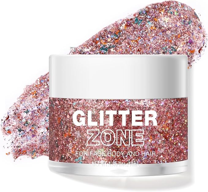 BestLand Body Glitter Gel for Women and Kids – Sparkle Glitter Makeup for Face, Body & Hair – Long Lasting Shimmer Gel for Festival accessories, Rave, Halloween, Party, Mermaid Look (07 Pink Stardust)