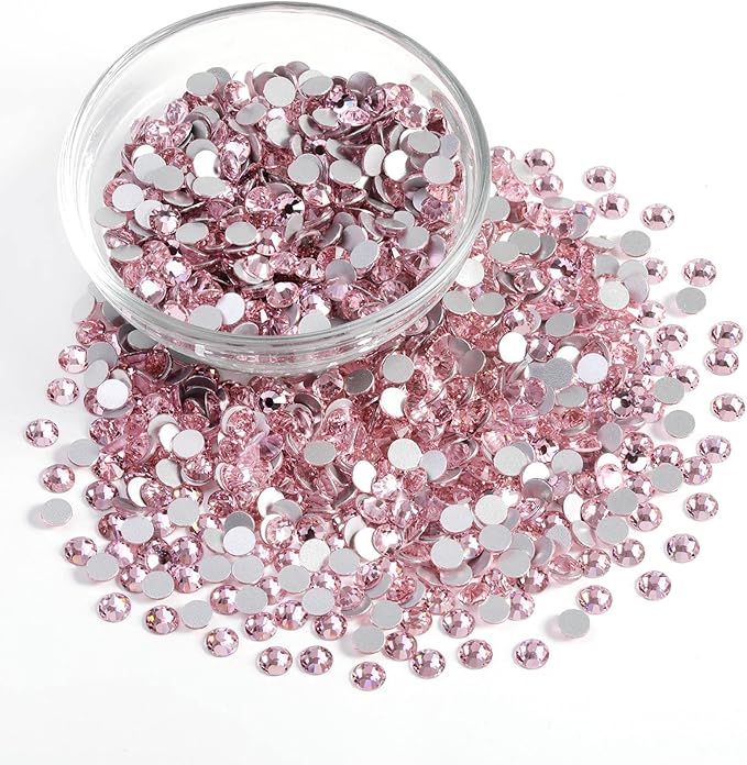 Beadsland Flatback Rhinestones Bulk,14400pcs Pink Rhinestones for Nails Crafts Clothes DIY Decoration, Light Rose/Light Pink, SS10, 2.7-2.9mm