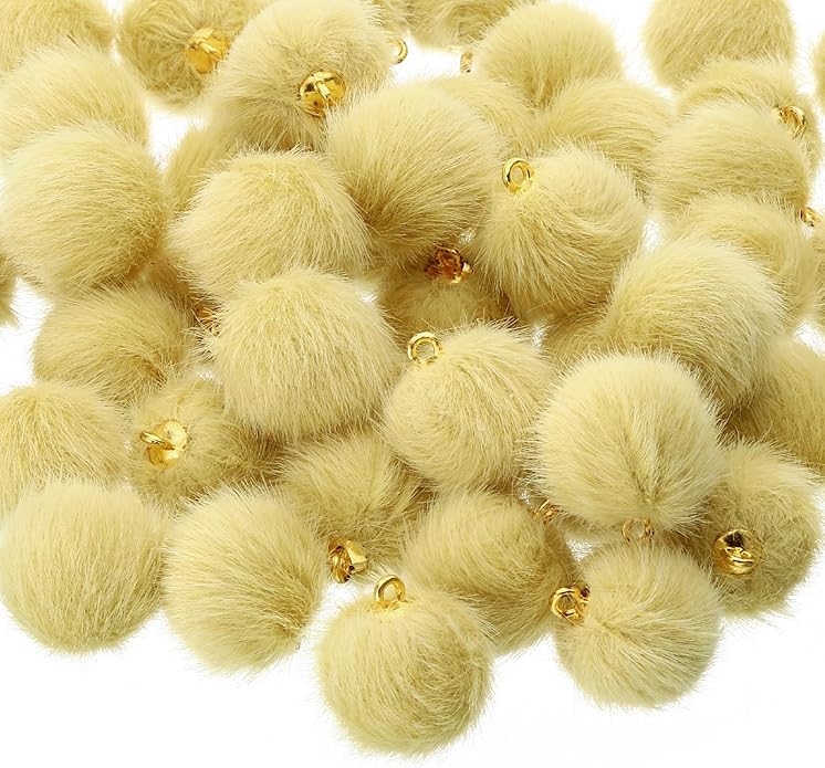 PATIKIL 50pcs Pom Poms Charm, Pompoms Charm Craft Pom Poms Pendants Balls Small Fluffy Tassel Bulk for Crafts Jewelry Making