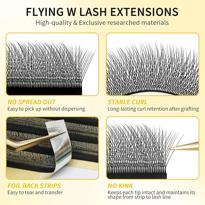 GLAMLASH W Eyelash Extensions 3D Volume Premade Fan Natural Soft Matte Lash Professional Salon Supplies (3D,0.07,D,9-14mm,Fox)