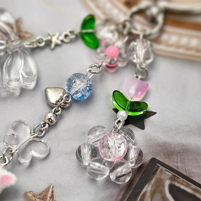 Cute Cat Keychain, Y2K Heart Bow Pendant, Kawaii Cat Bag Charm