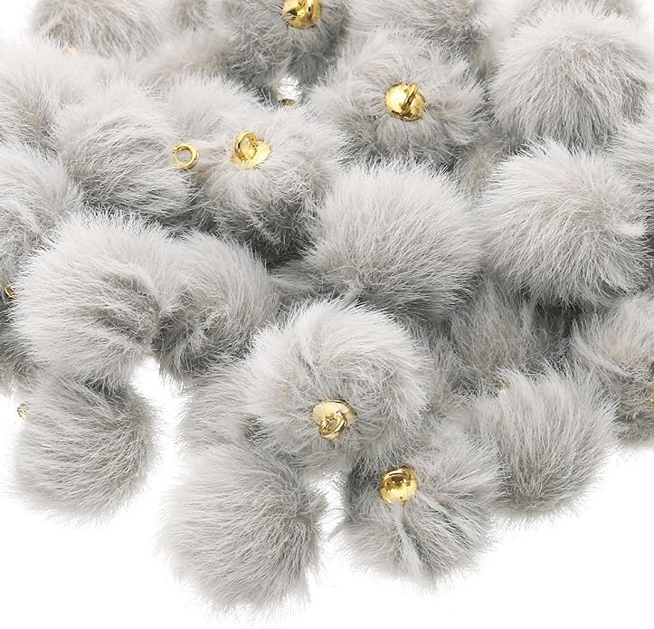 PATIKIL 50pcs Pom Poms Charm, Pompoms Charm Craft Pom Poms Pendants Balls Small Fluffy Tassel Bulk for Crafts Jewelry Making