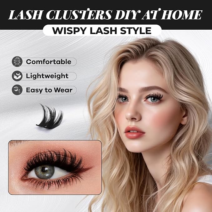 MissAiry Flaunt Lash Clusters Eyelash Extensions Short Lash Clusters 8-14MM Wispy Eyelash Clusters Flora Cluster Lashes D Curly Cluster Eyelash Extensions Natural Lashes(Flaunt 8-14MM)
