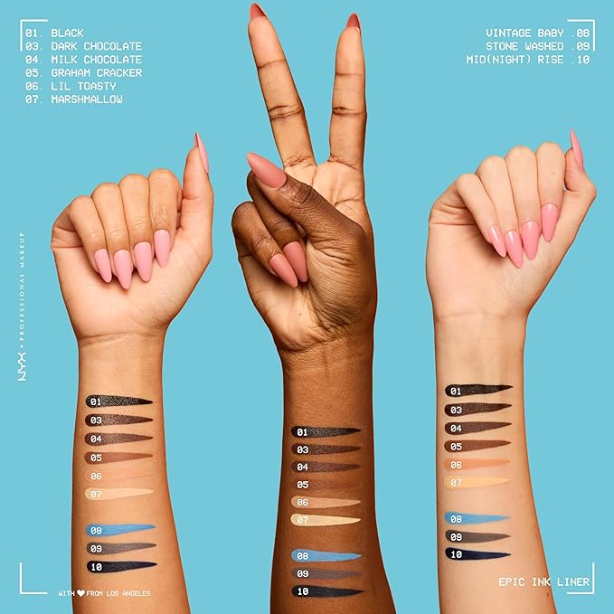 NYX Professional Makeup Epic Ink Liner, Waterproof Matte Liquid Eyeliner with Vegan Formula - Mid Night Rise (Deep Navy)