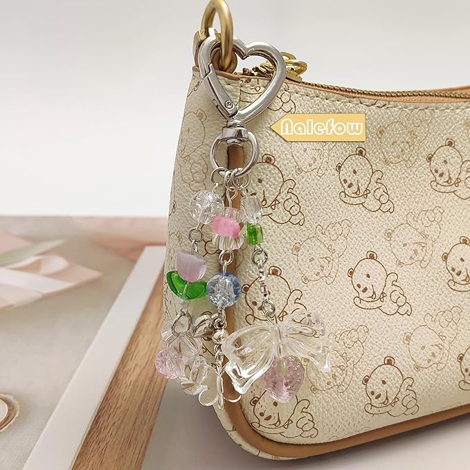 Keychain Bag Accessories Cute Cherry Strawberry Flower Keychains Accessories Decor for Keys Bags Purses Gift