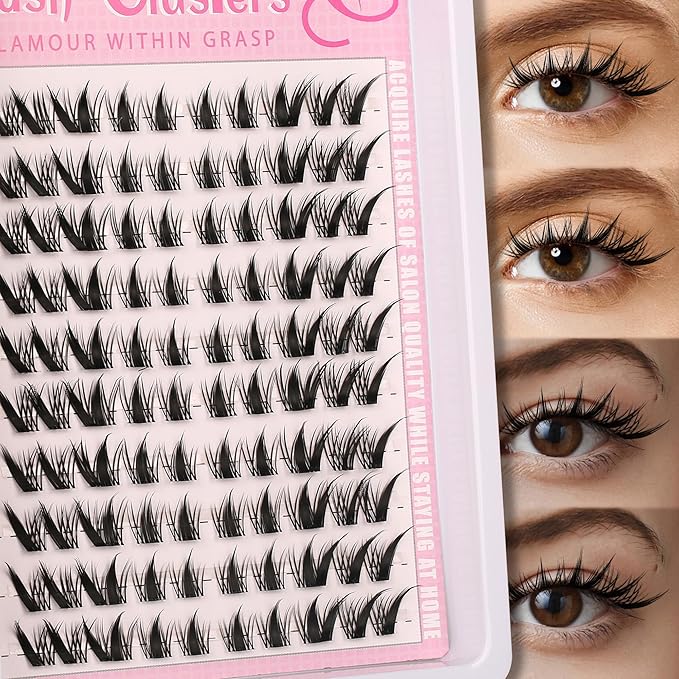 Himirell Cat Eye Lash Clusters Kit Spiky Cluster Eyelashes Kit Fairy Eyelash Clear Cluster Anime Individual Lashes Natural Lash Extension Cluster Wispy Manga Cluster Lash Kit