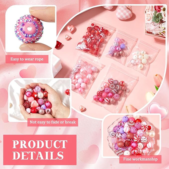 100 Pcs 20mm Rhinestone Bubblegum Beads for Pens Mixed Crystal Resin Chunky Beads for DIY Craft Keychain Necklace Bracelet Jewelry Making(Sweet Color)